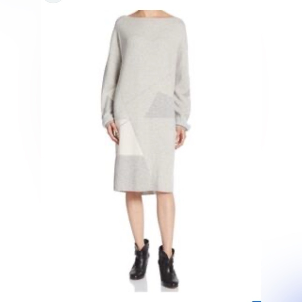 Vince wool cashmere blend geometric sweater midi  dress gray sz S